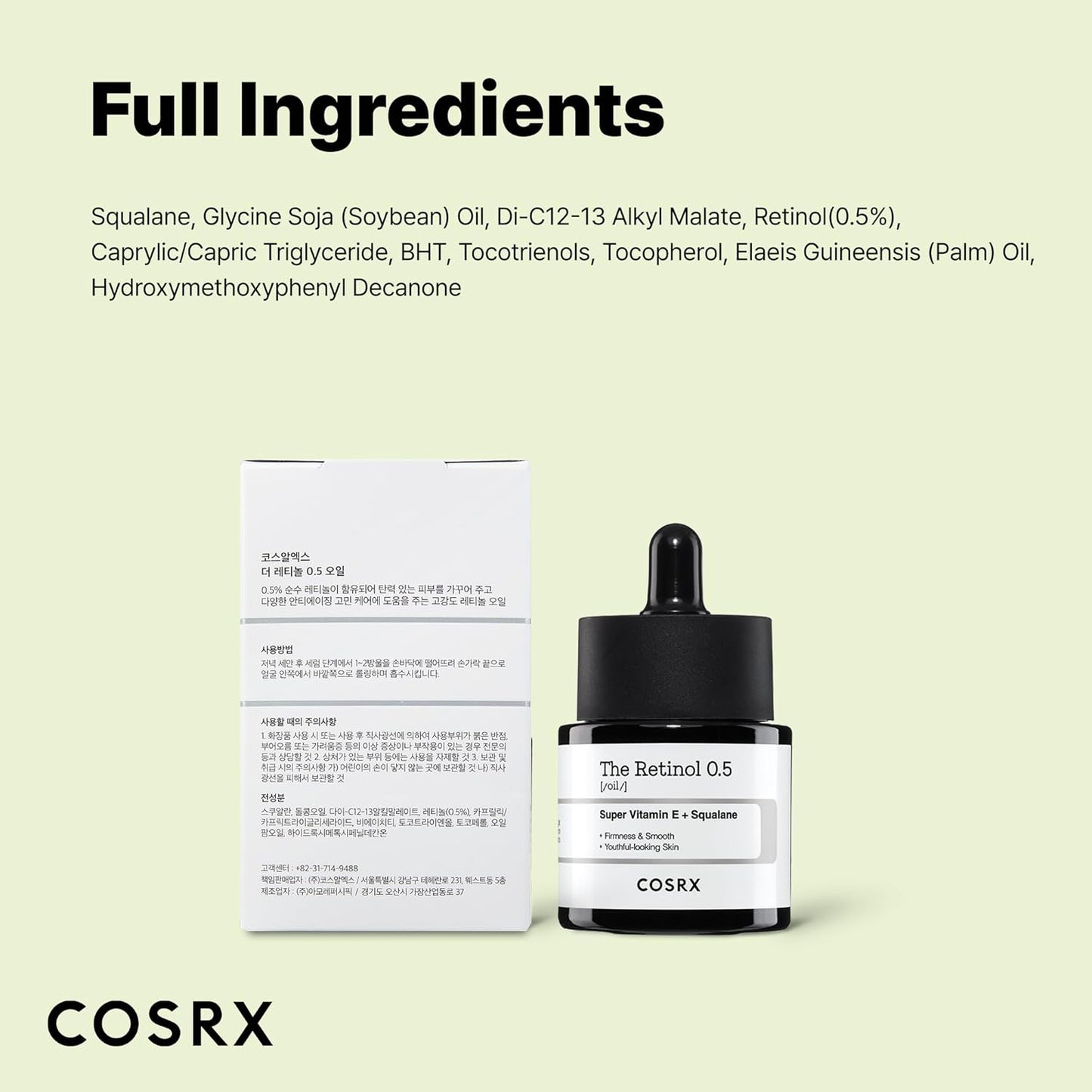 COSRX Retinol 0.5 Oil, Anti-aging Serum with 0.5% Retinoid Treatment for Face, Reduce Wrinkles, Fine Lines, Gentle Skincare for Day & Night, Not Tested on Animals, Korean Skin Care