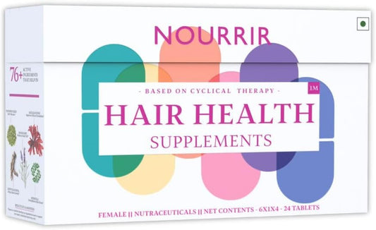 Women's Hair Growth Tablets - Biotin, DHT Blockers, Vitamins - Promotes Thick Hair, Balances Hormones - 1 Month 24 Count (Pack of 1) White