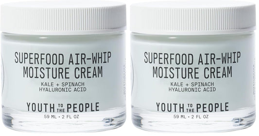 Youth To The People Superfood Air-Whip Moisture Cream - Kale + Green Tea Hyaluronic Acid Face Moisturizer, 48-HR Hydration with Dewy Glow, Non-Greasy Lightweight Gel, Makeup Primer, Non-comedogenic